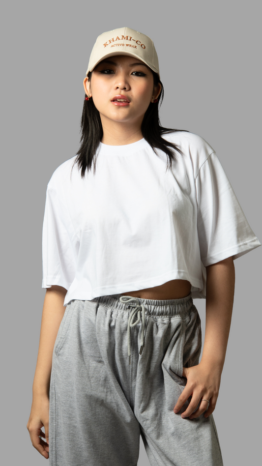 Oversize Croptop - Dubai's Signature White Elegance