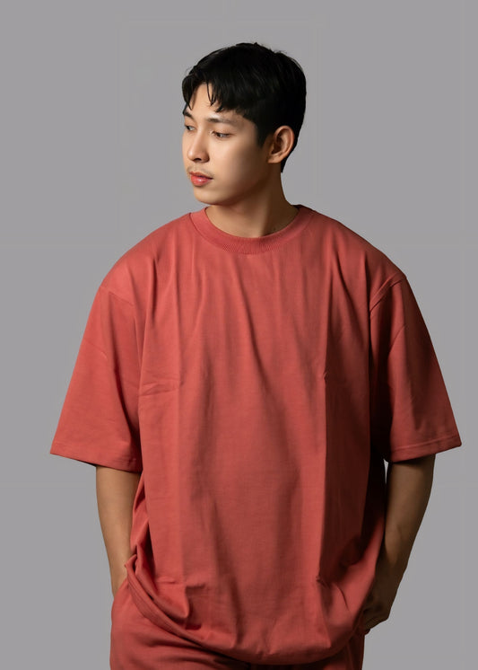 Rose Wood Plain Oversize T-Shirt in Dubai, UAE Local Made - Easy tear-off label for rebranding