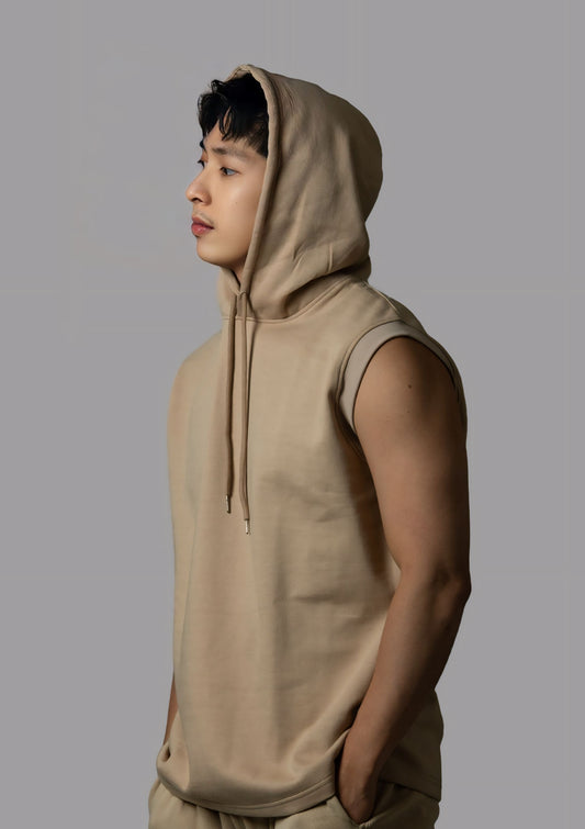 Stylish Men's Beige Tank Top Sleeveless Hoodie in Dubai