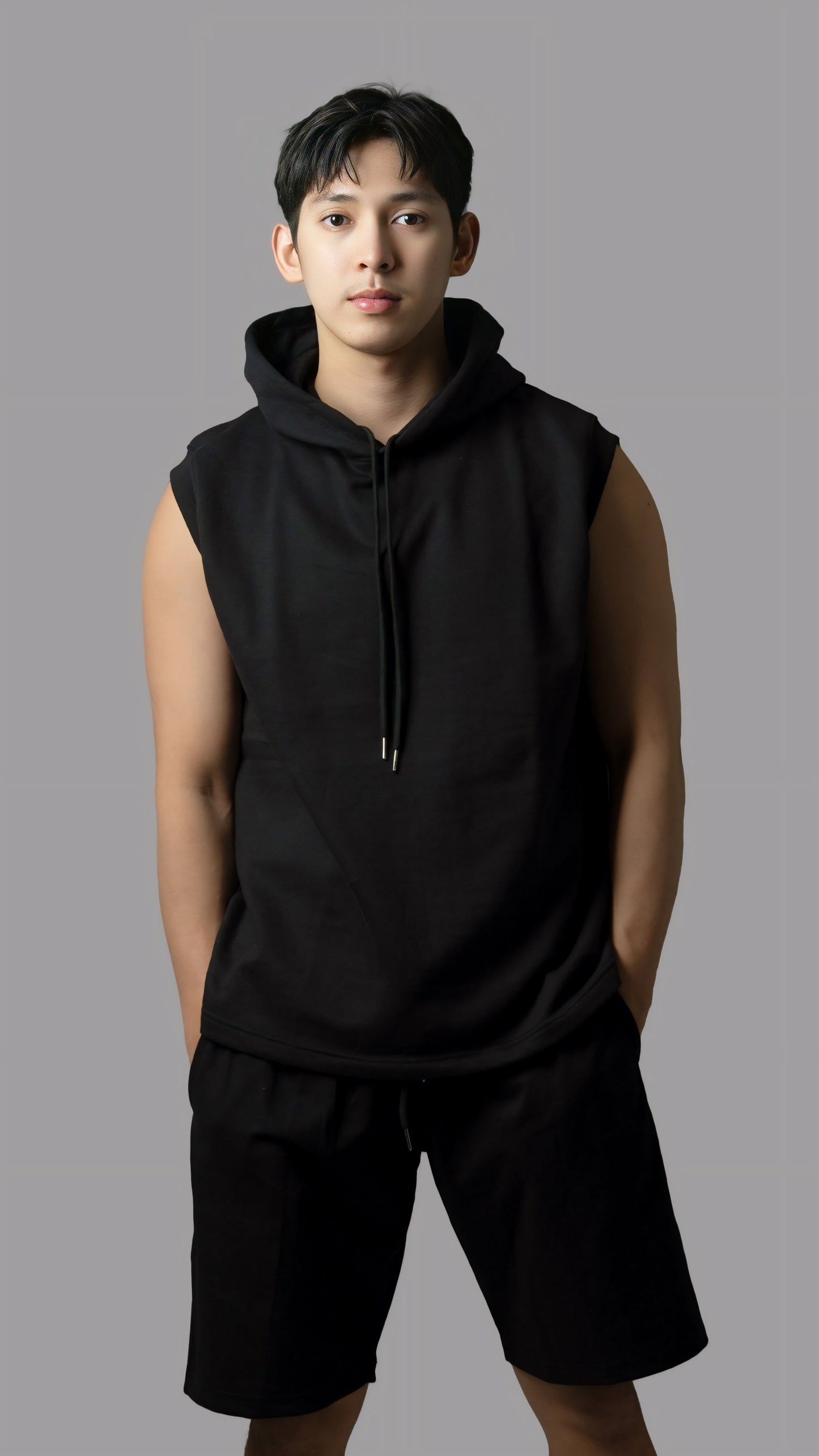 Dubai Edition Men's Black Co Ords: Tank Top Sleeveless Hoodie & Shorts Set