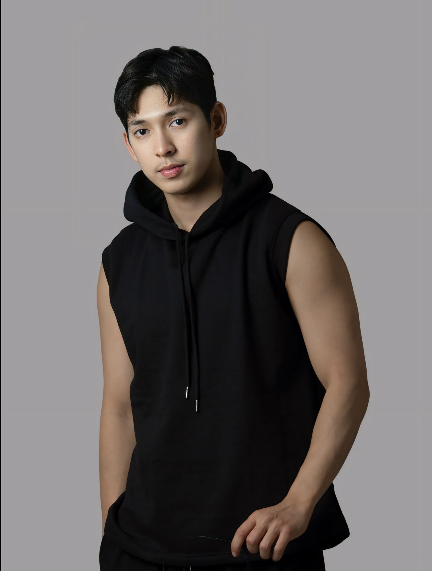 Stylish Men's Black Tank Top Sleeveless Hoodie in Dubai