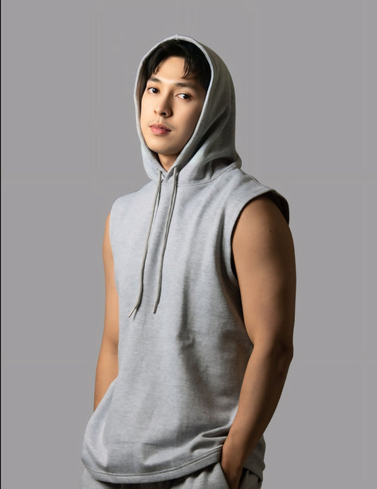 Men's Gray Tank Top Sleeveless Hoodie - Dubai Edition