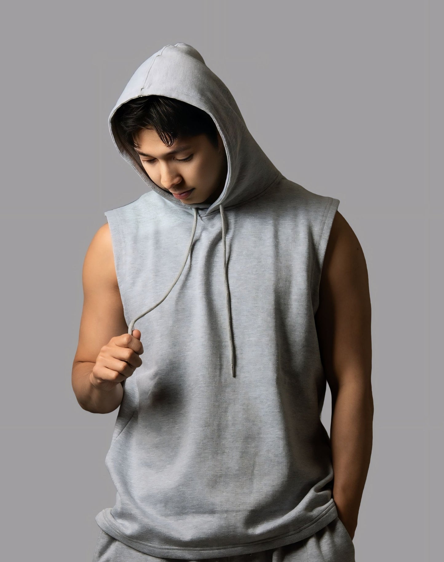 Men's Gray Tank Top Sleeveless Hoodie - Dubai Edition