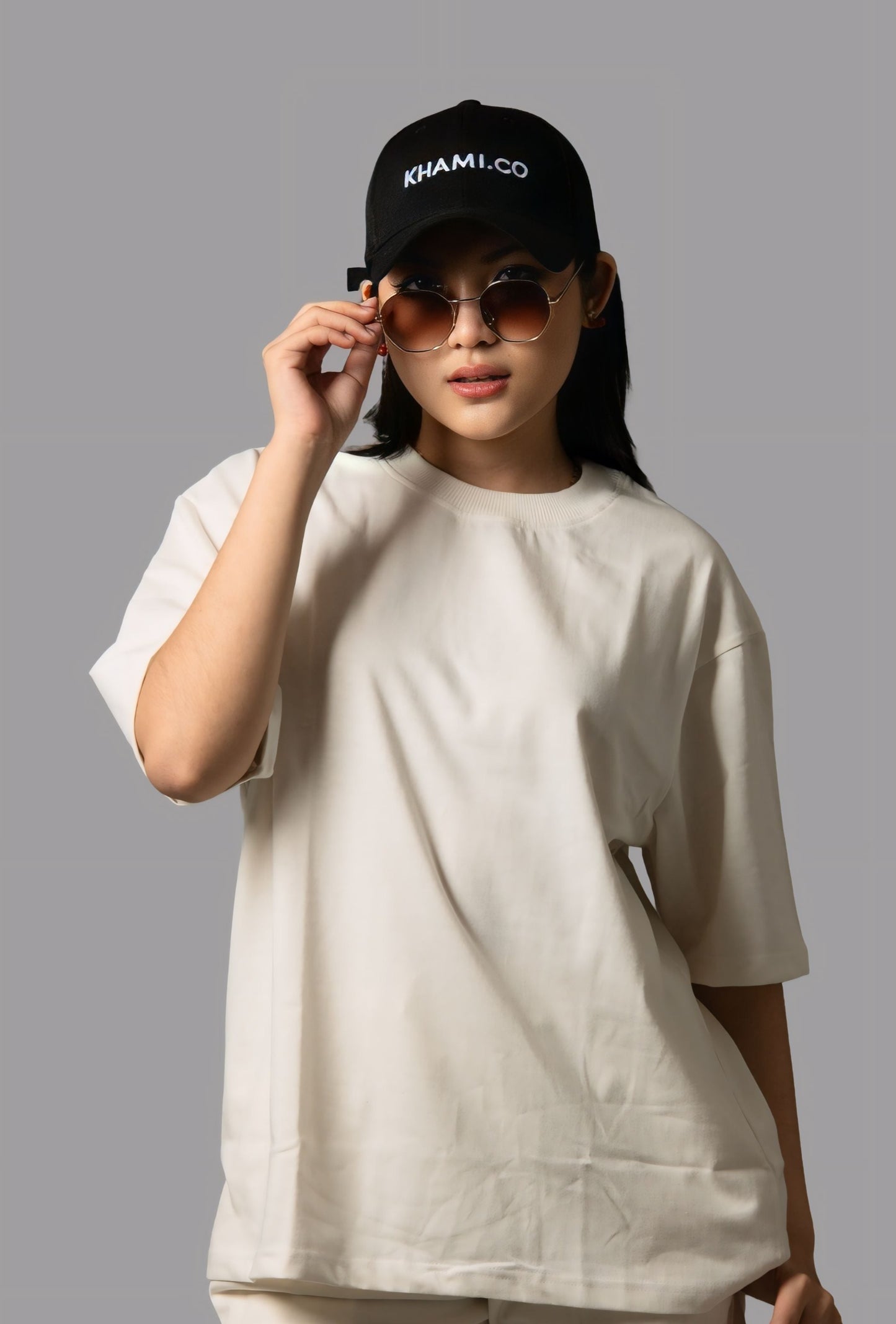 Cosmic Latte Plain Oversize T-Shirt in Dubai, UAE Local Made - Easy tear-off label for rebranding