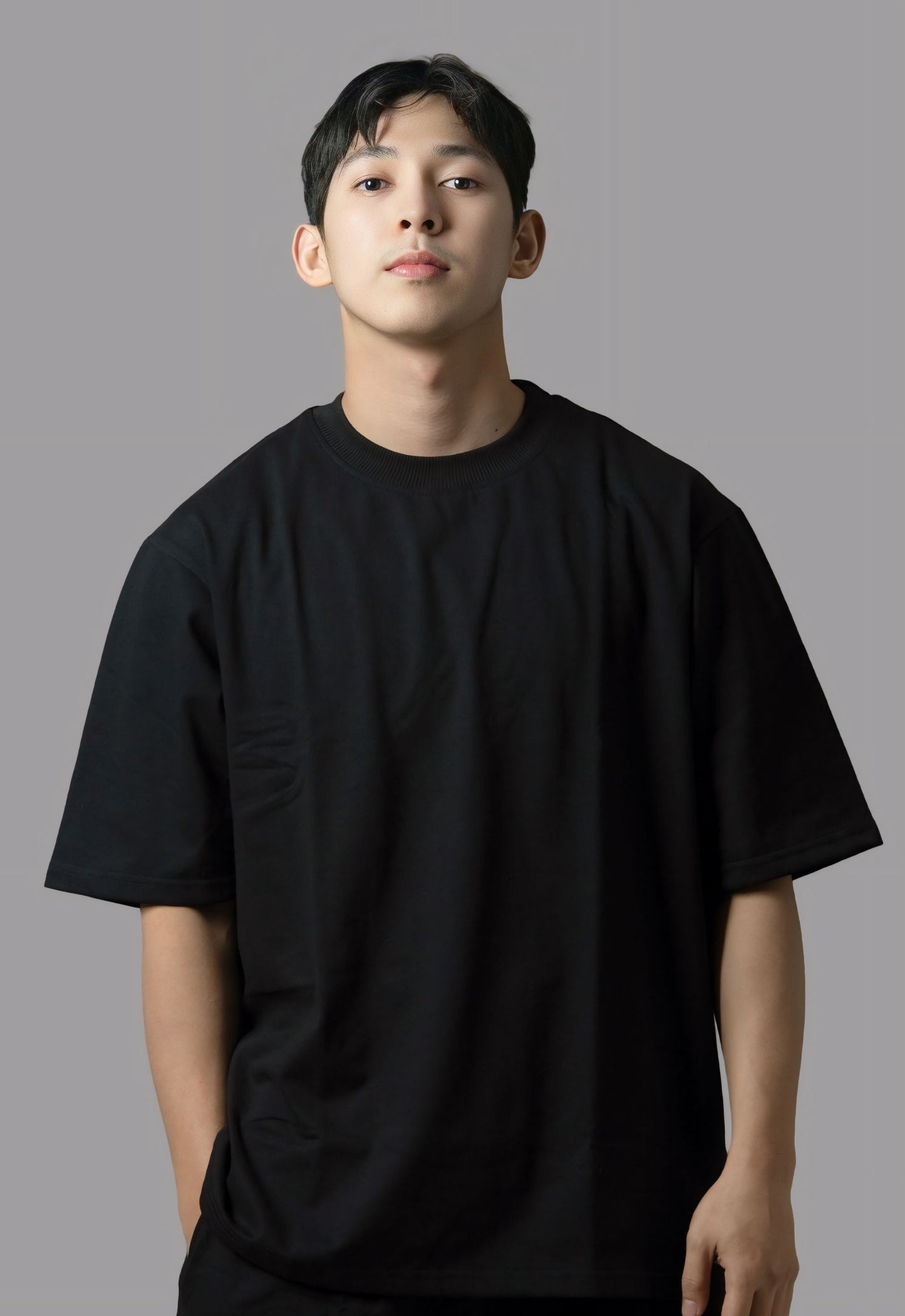 Premium Black Plain Oversize T-Shirt in Dubai, UAE Local Made - Easy tear-off label for rebranding