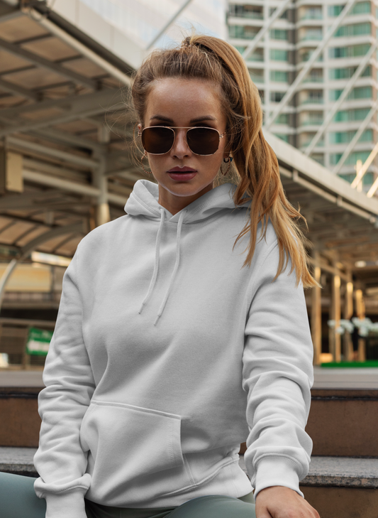 Pure Comfort: Unisex White Plain Hoodie in Dubai