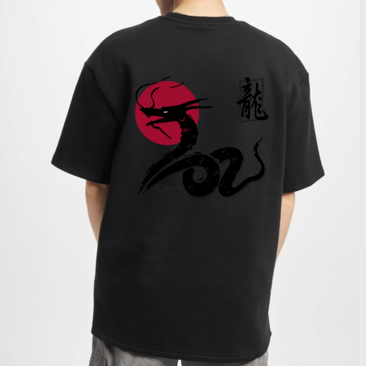 Chinese Dragon Print Men Oversize T-Shirt Dubai Collection