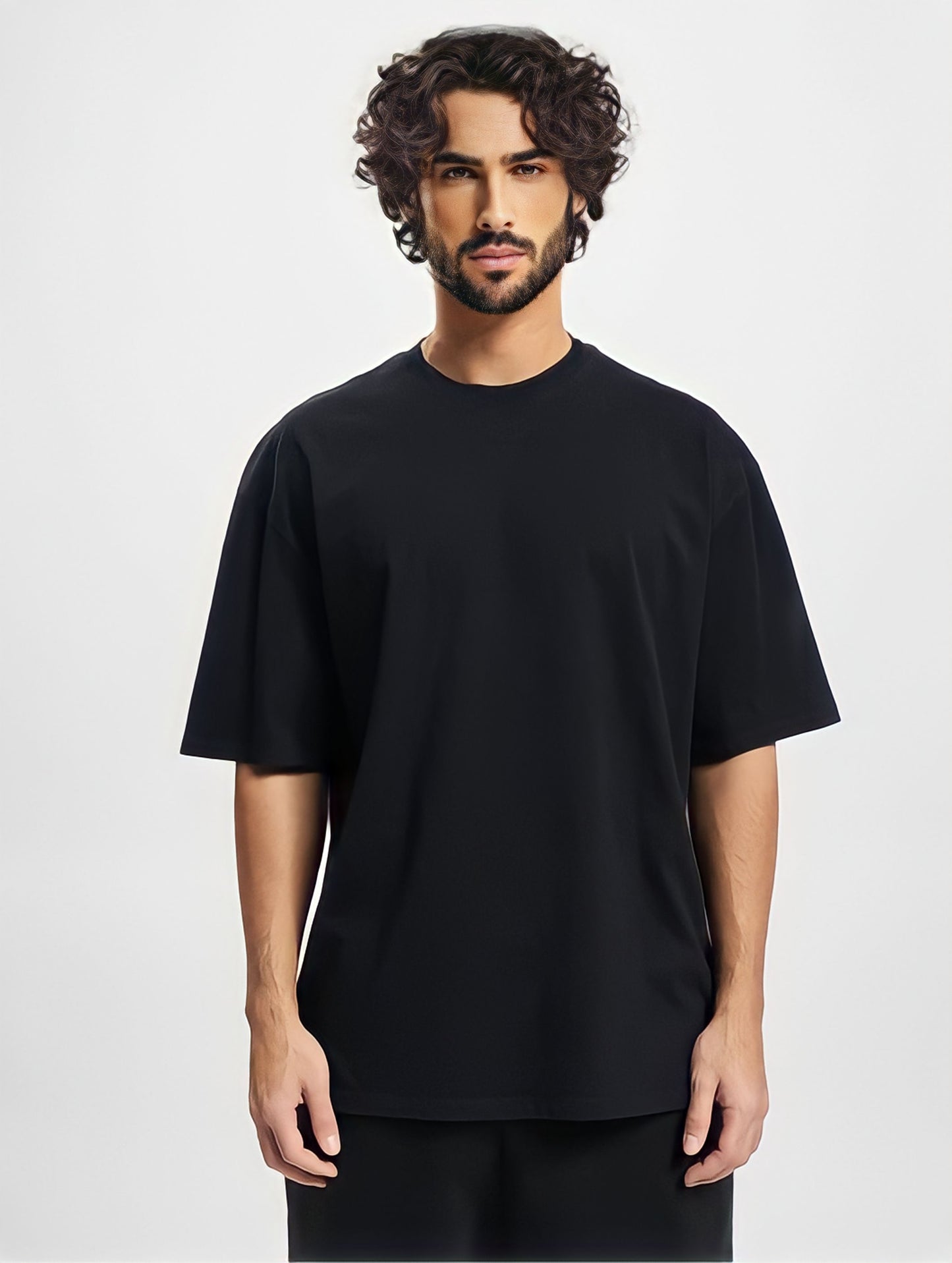 Premium Black Plain Oversize T-Shirt in Dubai, UAE Local Made - Easy tear-off label for rebranding