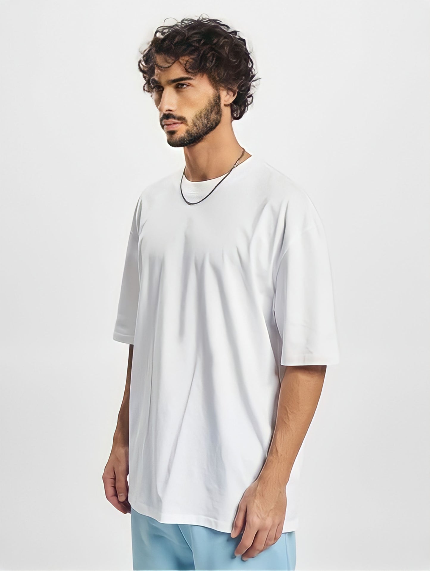 Porcelain White Plain Oversize T-Shirt in Dubai, UAE Local Made - Easy tear-off label for rebranding