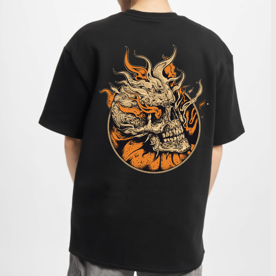 Flame Human Skull Oversize T-Shirt Dubai Collection