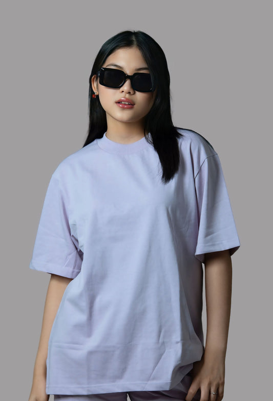 Beach Lilac Plain Oversize T-Shirt in Dubai, UAE Local Made - Easy tear-off label for rebranding