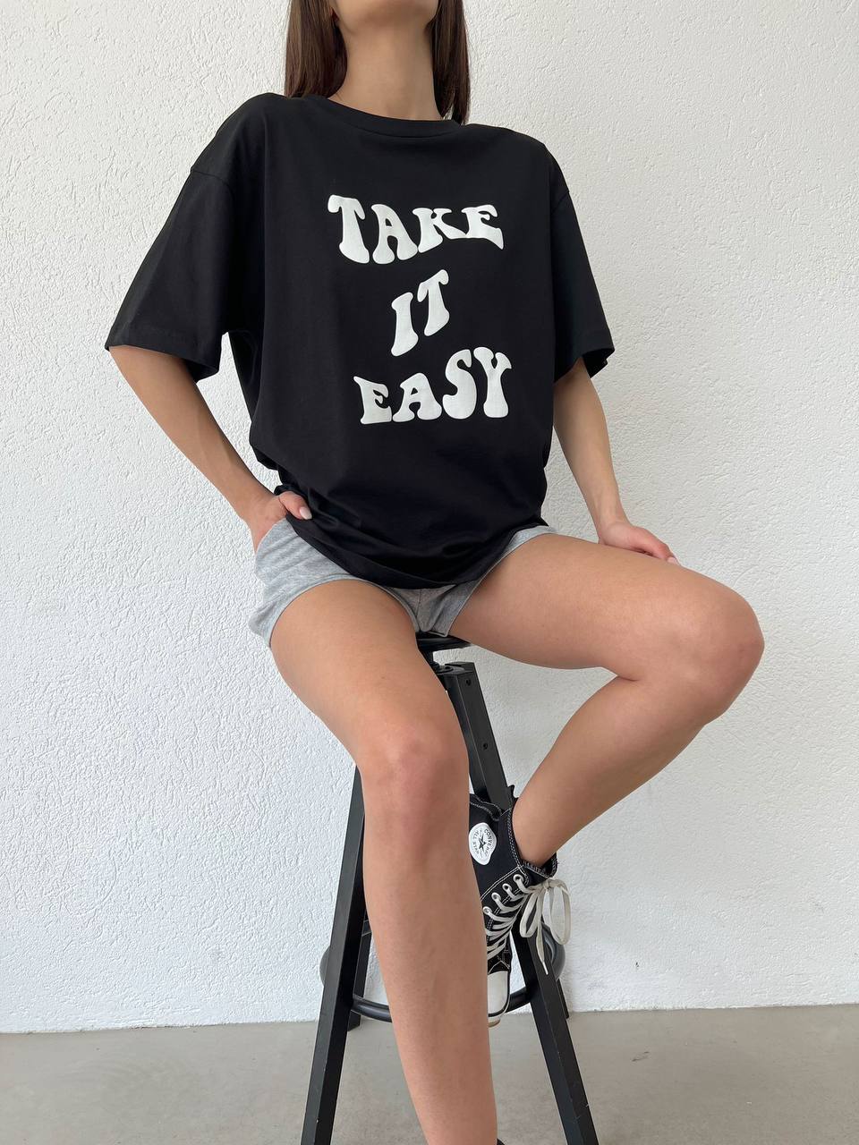 KHAMI BASIC BLACK TEE - TAKE IT EASY