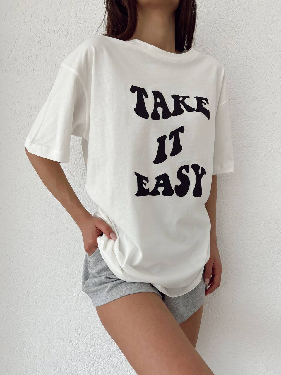 KHAMI BASIC WHITE TEE - TAKE IT EASY