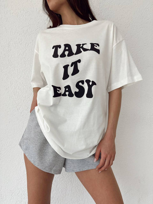 KHAMI BASIC WHITE TEE - TAKE IT EASY