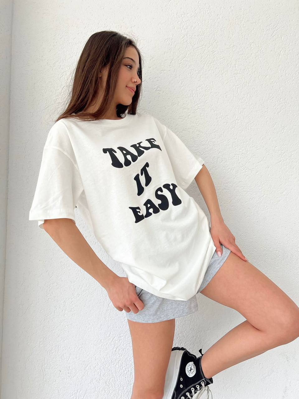 KHAMI BASIC WHITE TEE - TAKE IT EASY