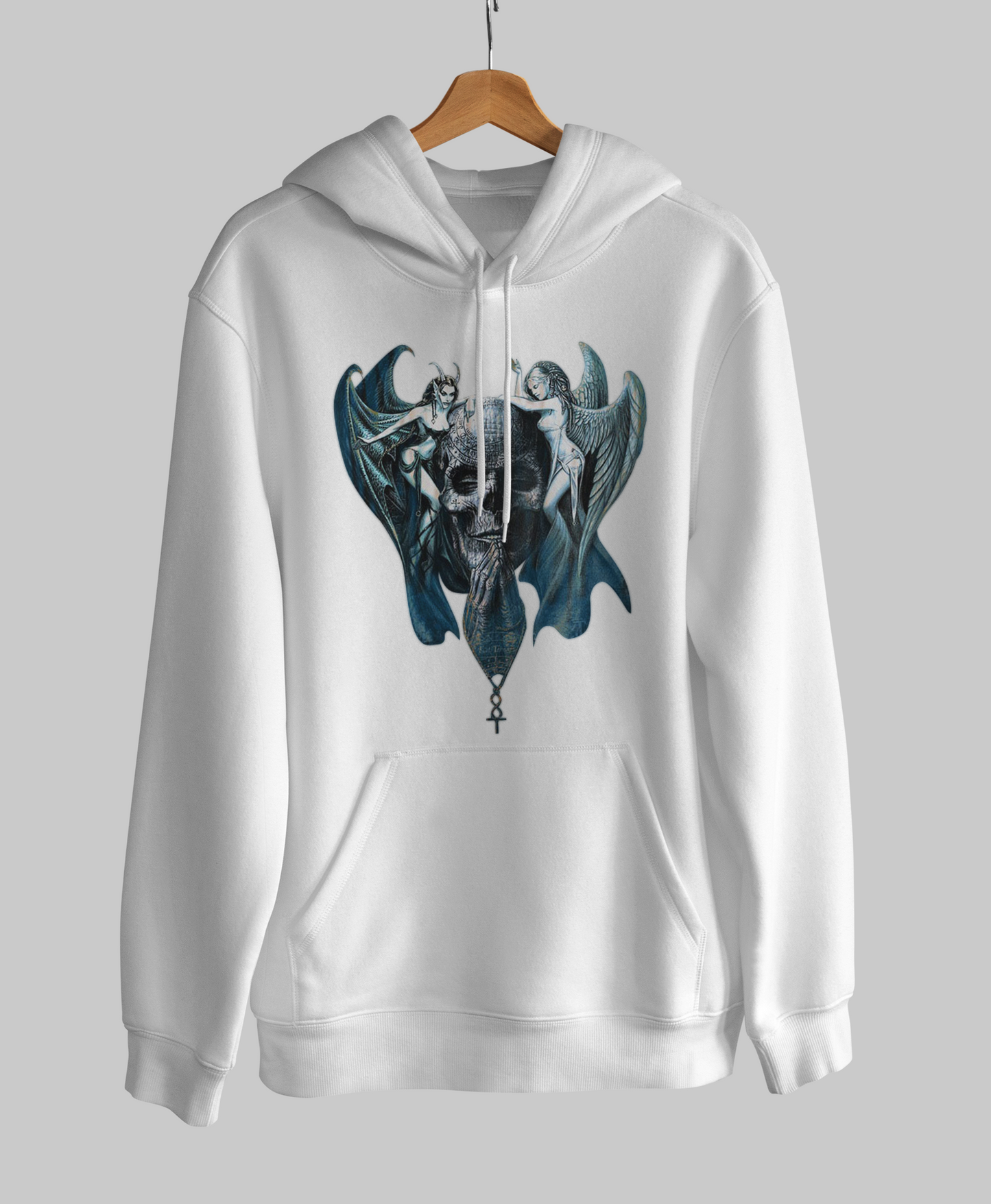 Dubai Edge: Pure Cotton Hoodie with Skull Demon Angel Print