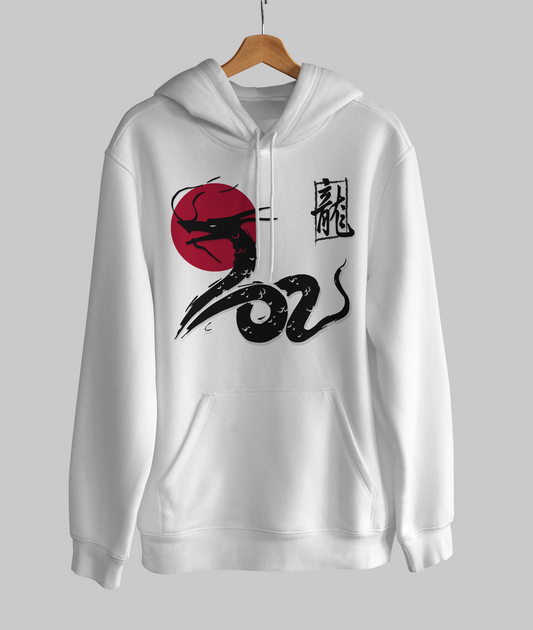 Dubai Dragon Spirit: Pure Cotton Hoodie with Chinese Dragon Print