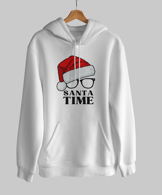 Pure Cotton Hoodie with Santa Time Print – Perfect for Your Christmas Wishlist or Family Hoodie on Christmas Eve