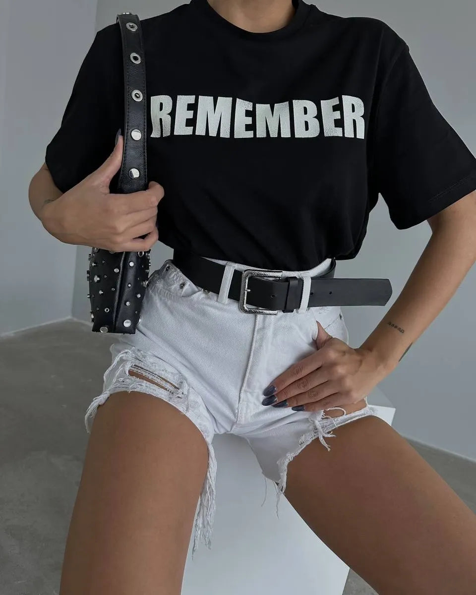 REMEMBER - WOMEN TEE IN BLACK