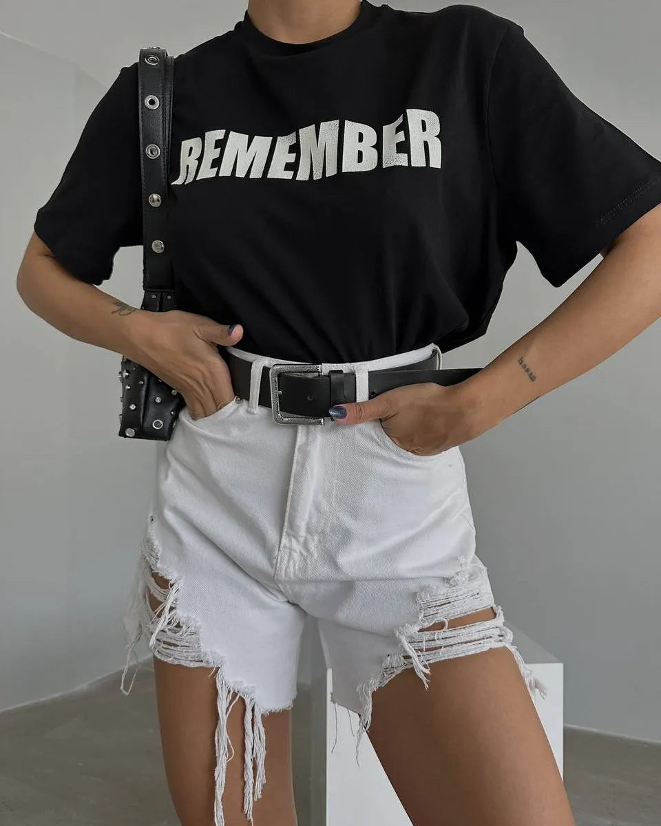 REMEMBER - WOMEN TEE IN BLACK