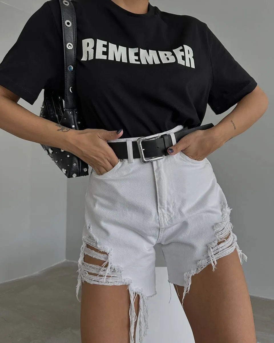 REMEMBER - WOMEN TEE IN BLACK