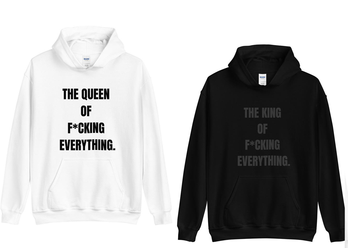 HOODIE - COUPLE QUEEN & KING OF F*CKING EVERYTHING